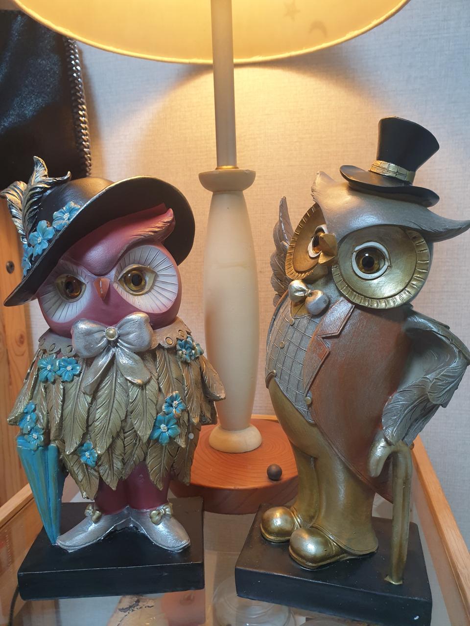 부엉이부부장식 한쌍