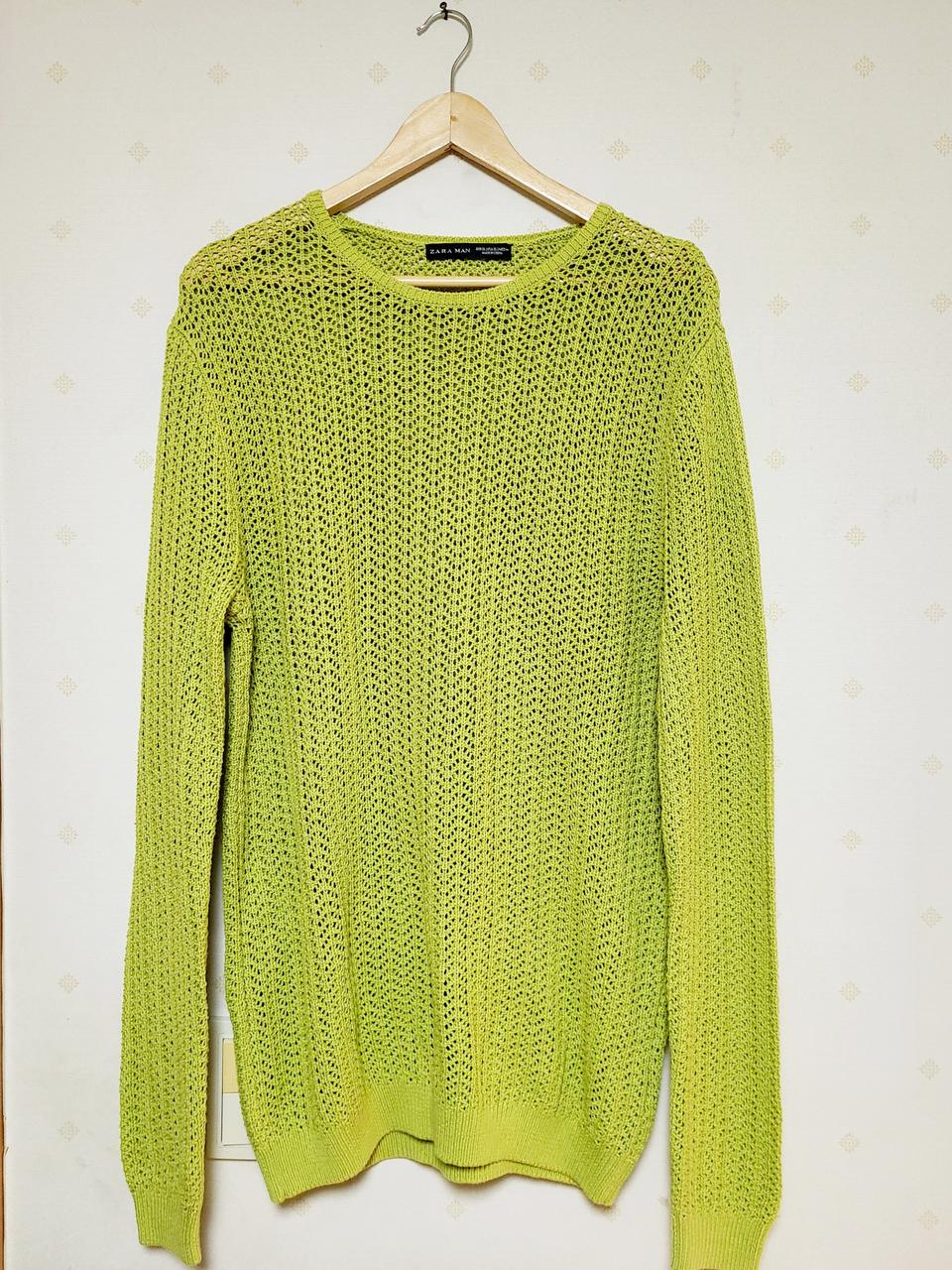 무배) 자라 맨 라임색 그물니트