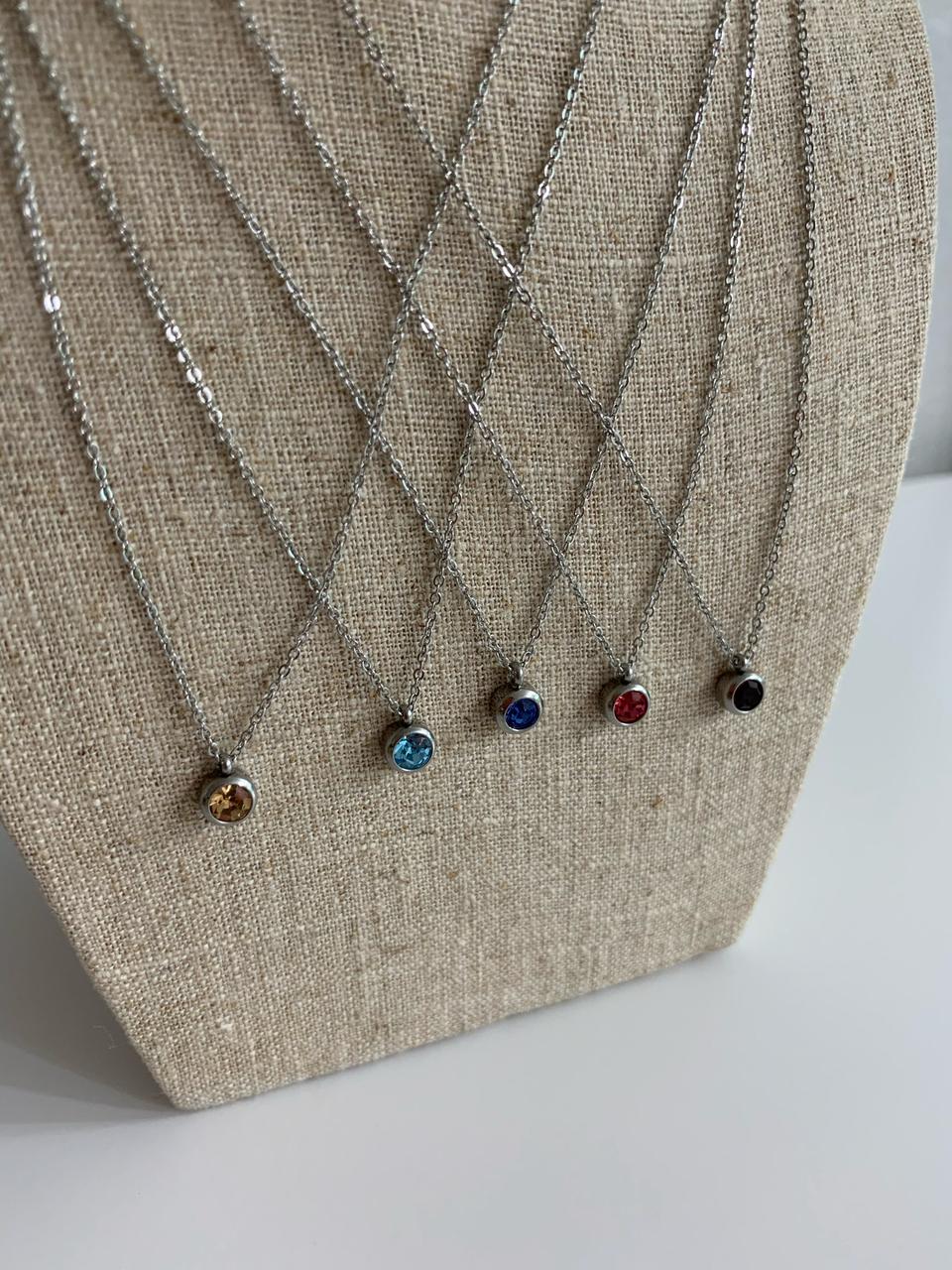 핸드메이드 탄생석 써지컬스틸 목걸이 새것