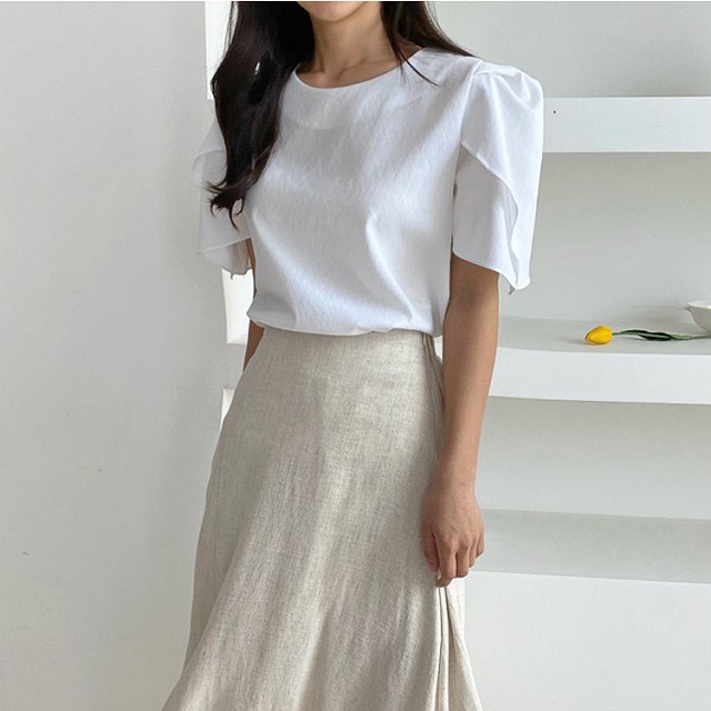 퍼프소매 러블리 린넨 블라우스