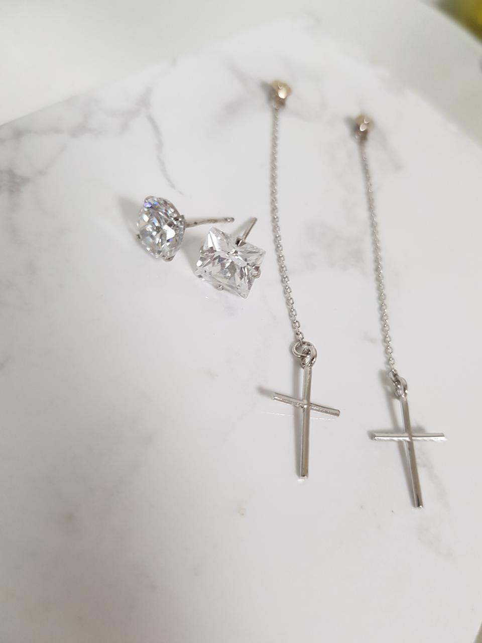 십자가 은귀걸이