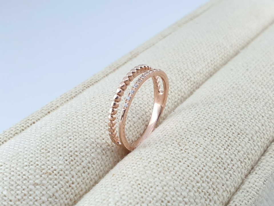 14k 18k 두줄 포인트 반지  