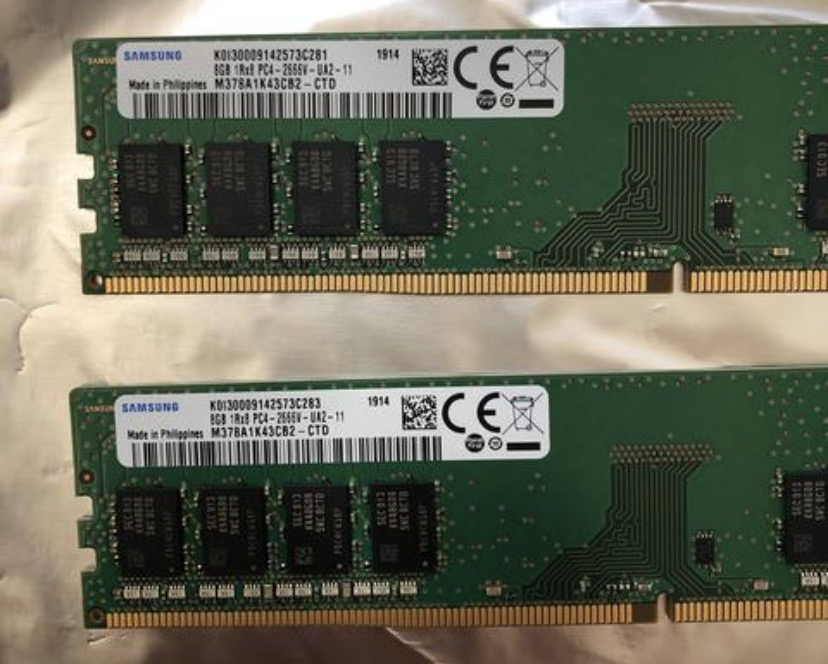 삼성 DDR4 PC4-2666V 8GB PC용 RAM 2개