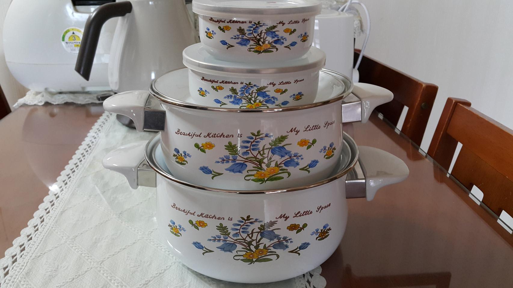 (새상품) 빈티지 법랑냄비4종세트