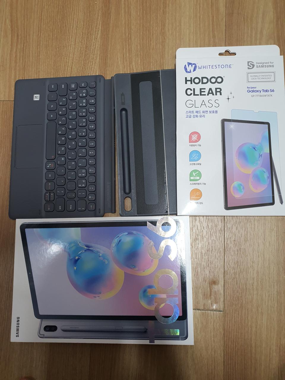 갤럭시탭 s6 wifi 128g 미개봉 키보드 케이스 호두 글라스
