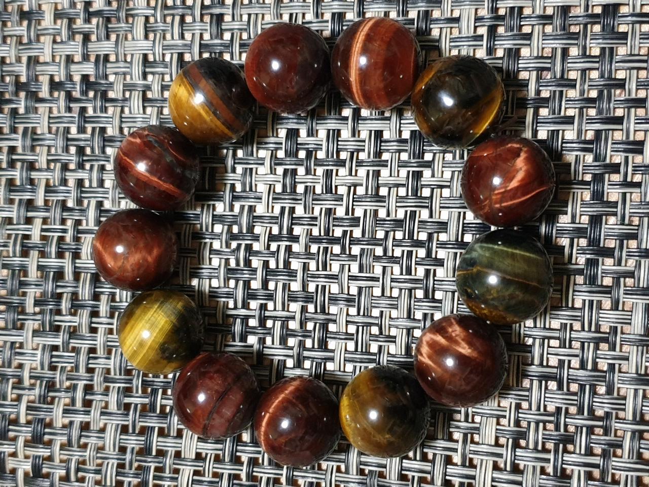 천연 6A 귀한 삼색 호안석(황.청. 홍) 16.5mm