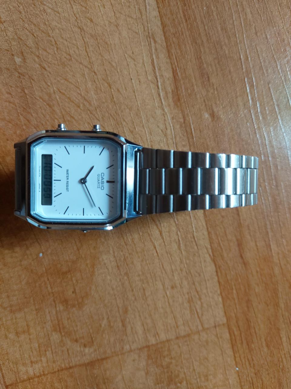 메탈 시계 카시오 스퀘어 듀얼타임