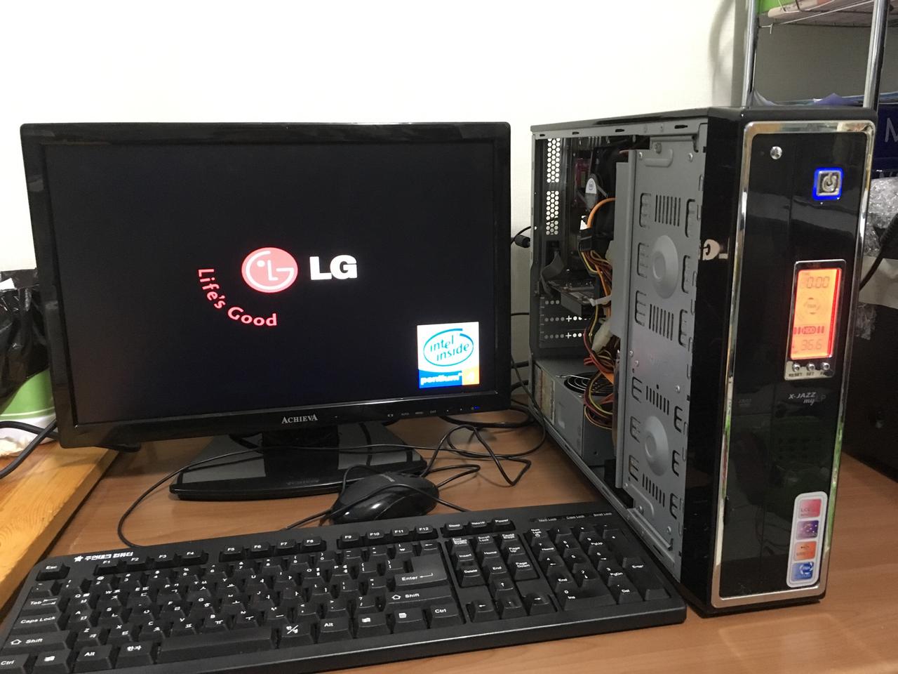 슬림 데스크탑 컴퓨터 키보드 모니터 마우스 케이블