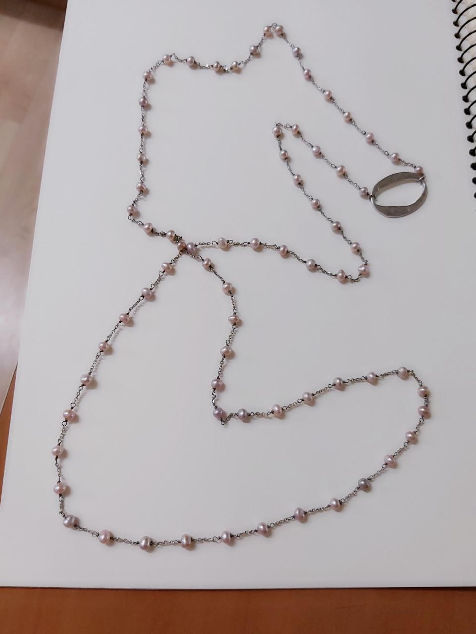 핑크진주 체인5칸 목걸이