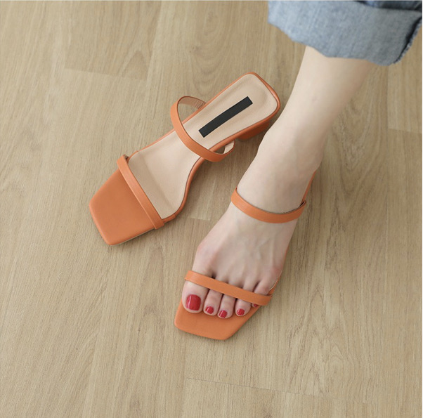 (무배)(새상품)스트랩 뮬 슬리퍼 샌들 힐