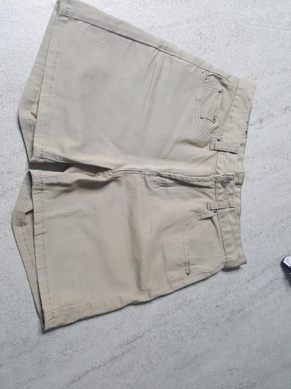 여자 베이지 면반바지