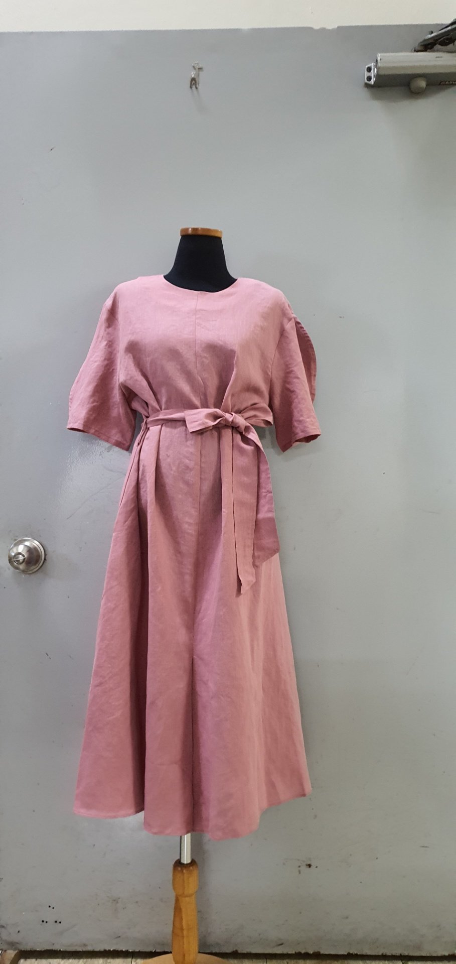 (제평새옷)바이분핑크린넨원피스