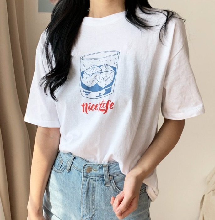 ●새상품●  아이컵 프린팅 반팔티셔츠