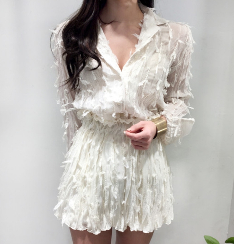 쉬폰깃털스커트 (블랙,아이보리) 2개일괄