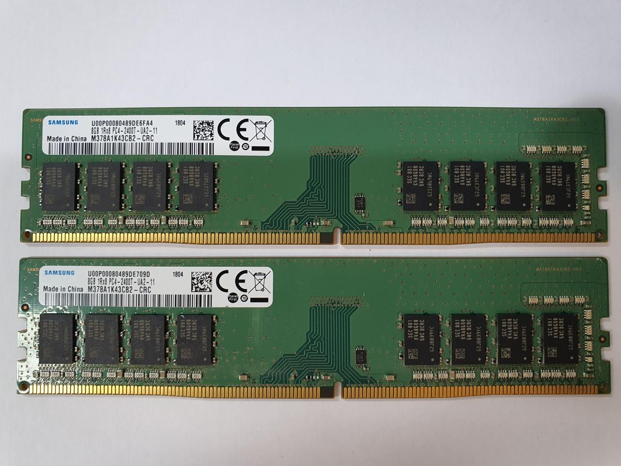 컴퓨터 메모리 삼성 램 DDR4 8G PC4 2400T 2개