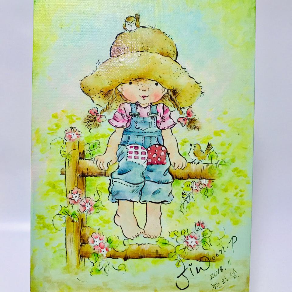 포크아트 샤라카이 빈티지 일러스트 작품 판매합니다.