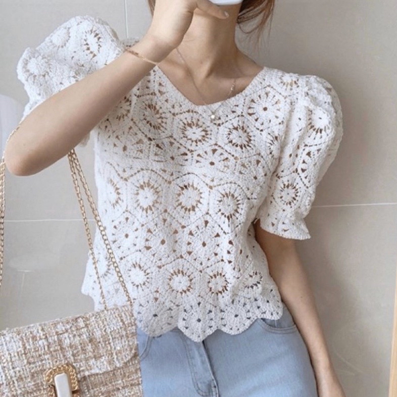 흰색 레이스 블라우스(새상품)