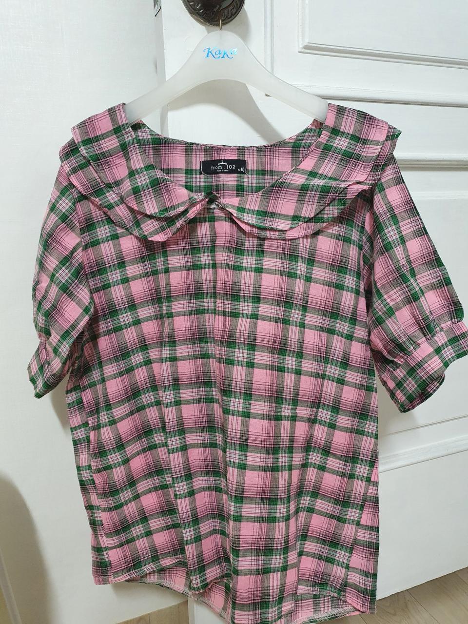 체크무늬 블라우스