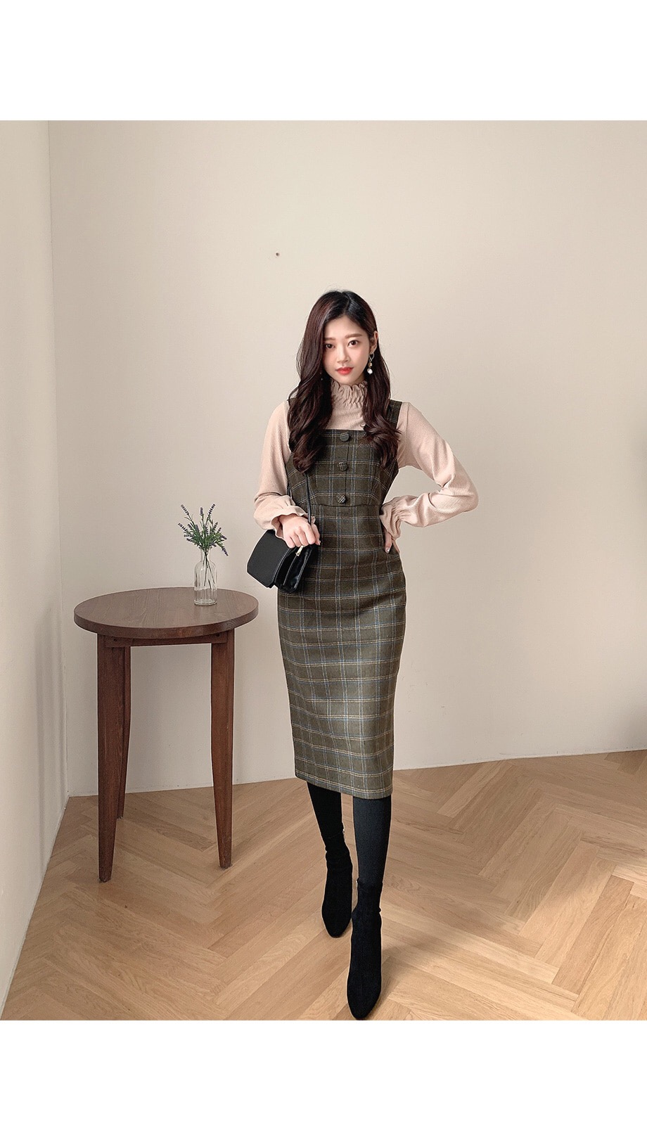 [새상품] 겨울 체크 뷔스티에 원피스 리리앤코