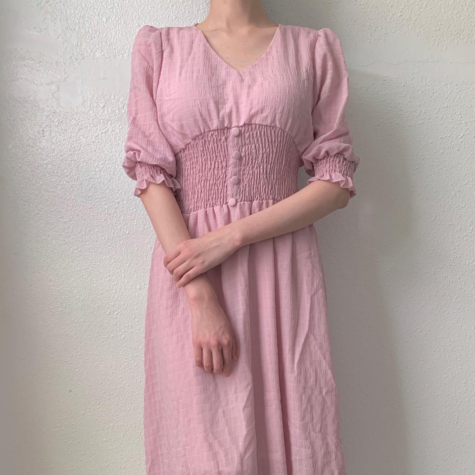 새 옷) 스모크 쉬폰 프릴 롱원피스