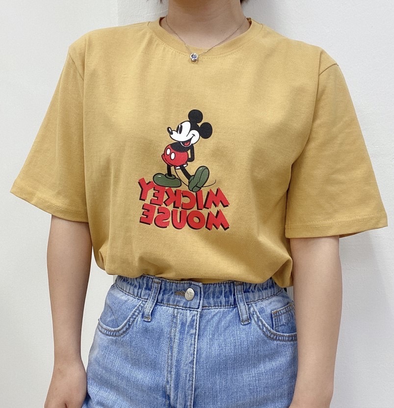 레터링 캐릭터 면 반팔티셔츠