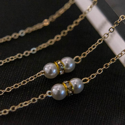 골드 금 쌍진주 큐빅 보석 체인 안경줄 마스크줄 스트랩