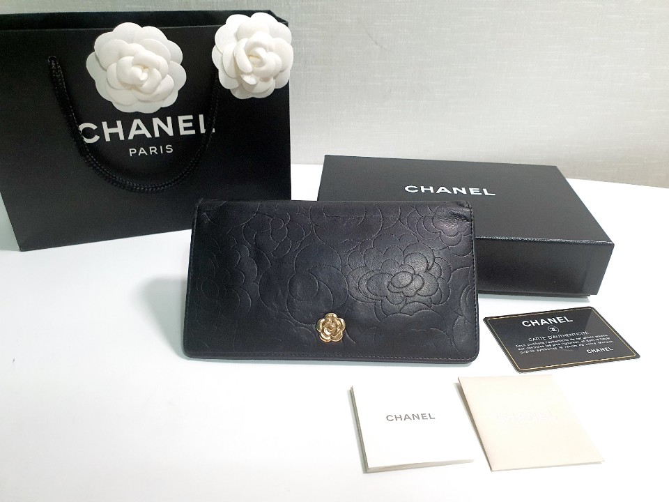 [정품] 샤넬 까멜리아 장지갑 검정 