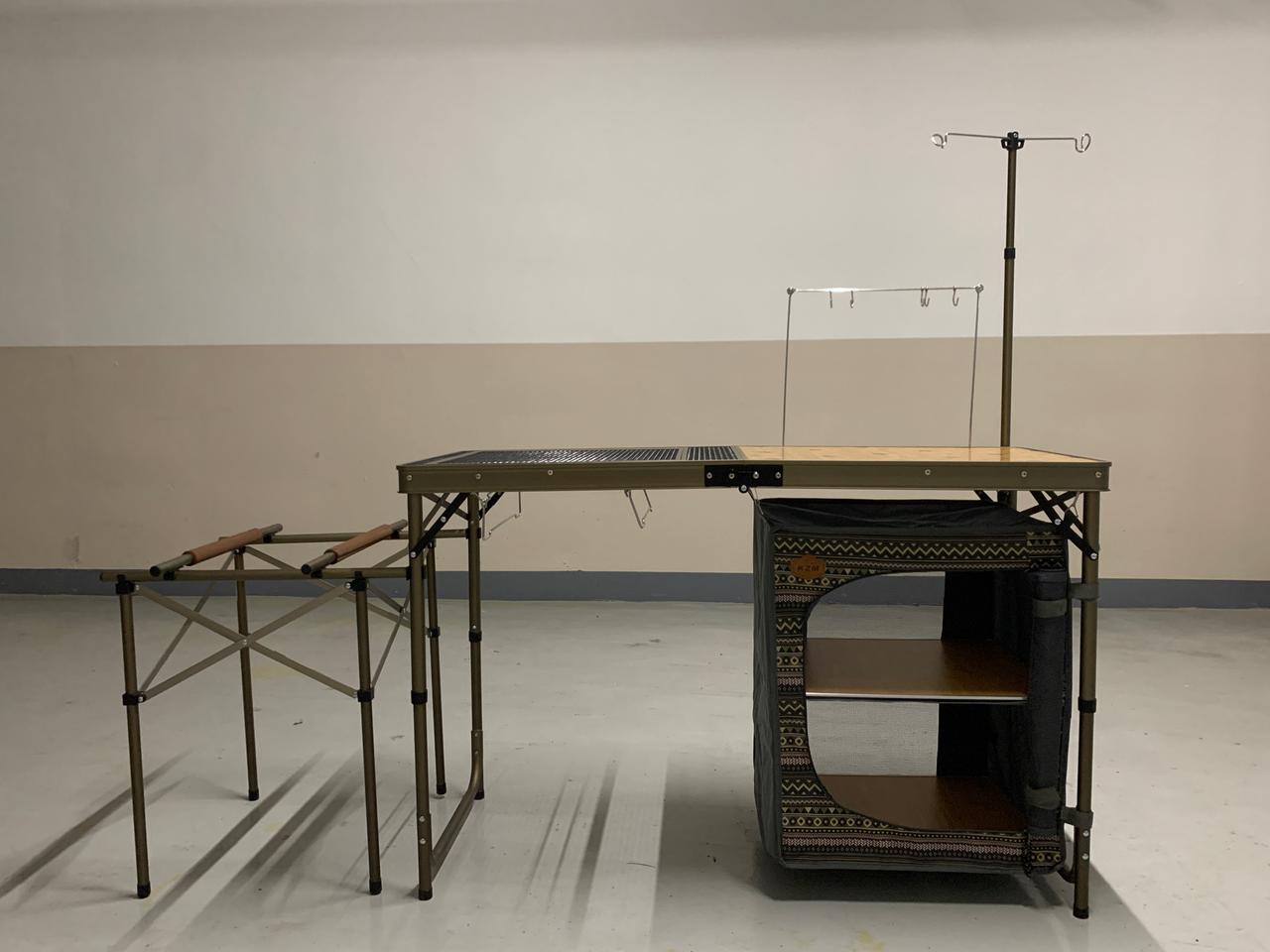 카즈미 아이언 메쉬 캐비넷 키친테이블+ 트윈스토브 스탠드