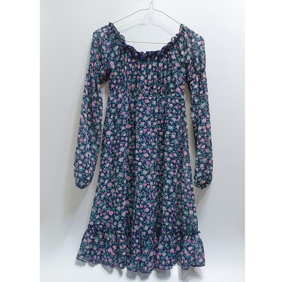 꽃무늬 쉬폰 긴팔 원피스 프리사이즈