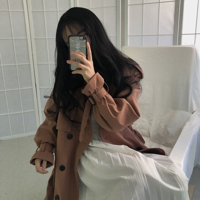 가디건덤)만년설 딸기 트렌치코트 세트