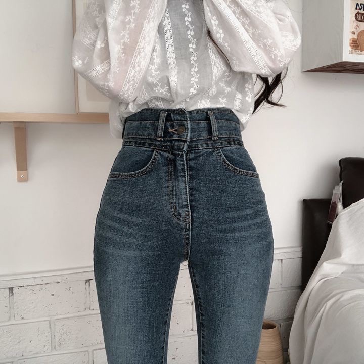 (새상품)몸매 보정 스판 하이웨스트 청바지 M