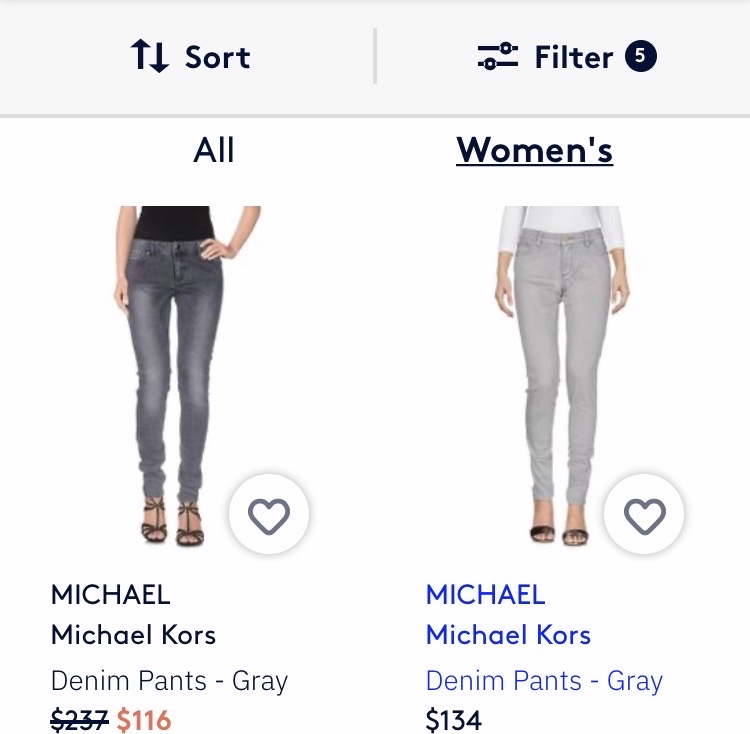 마이클 코어스 여성 슬림진