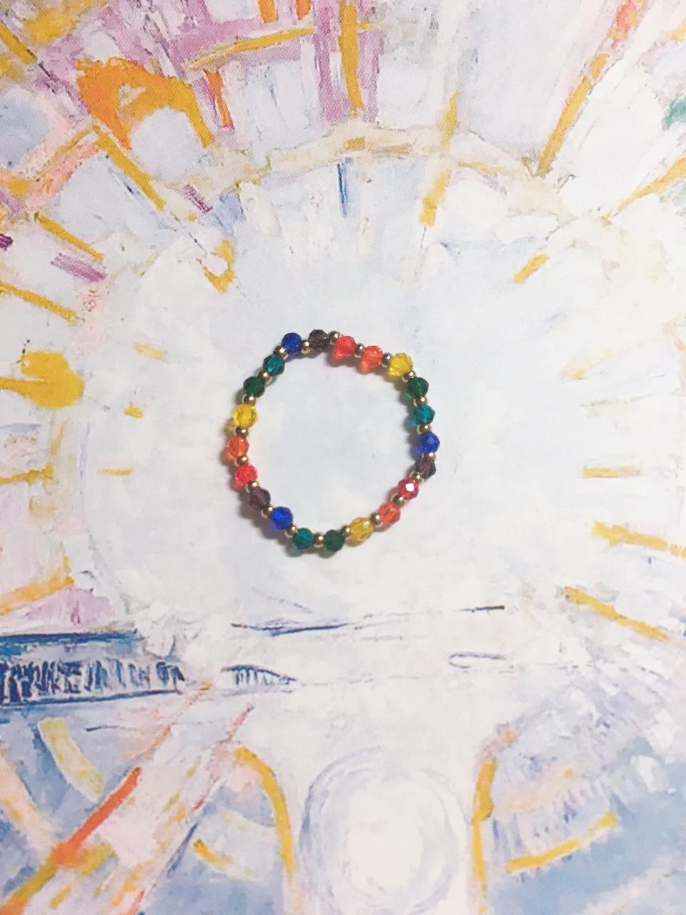 새제품 무지개색 비즈반지 팔아요