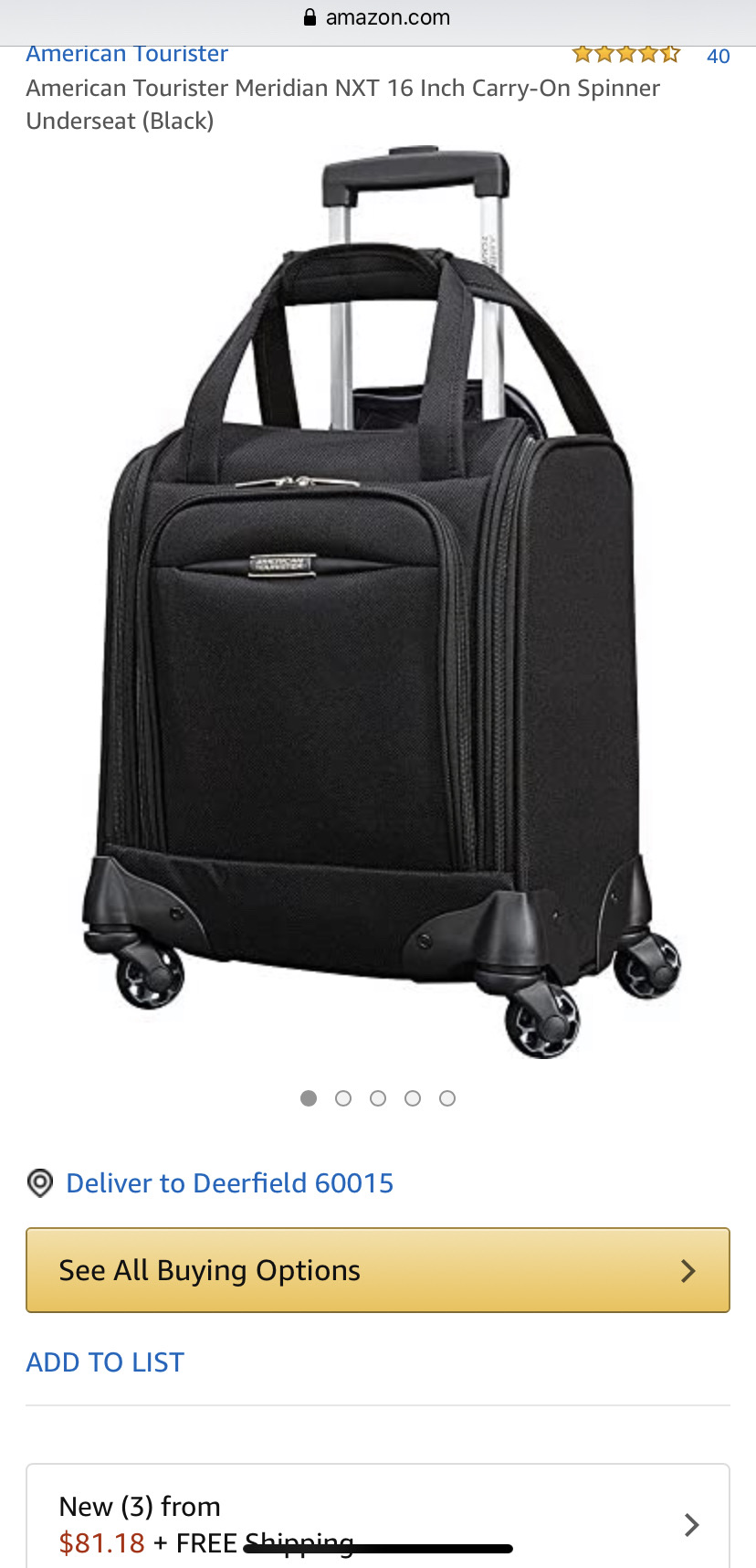 아메리칸 투어리스터 소형 캐리어 (16인치, 4바퀴)