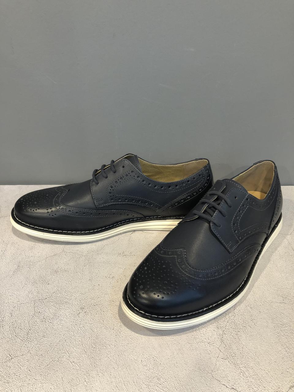 네이비 윙팁 천연소가죽 수제스니커즈.캐주얼화