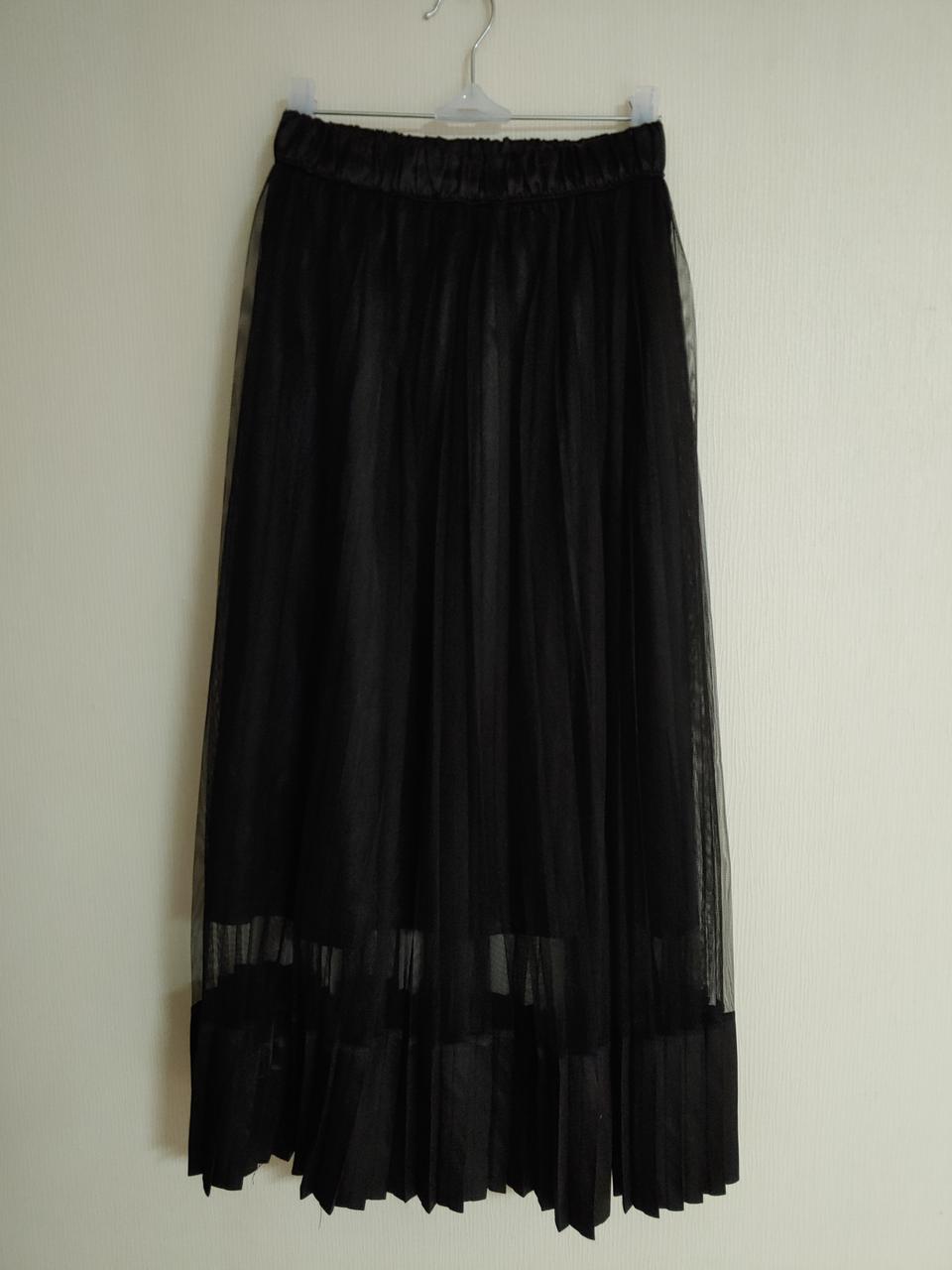 롱 시스루 밴딩 스커트