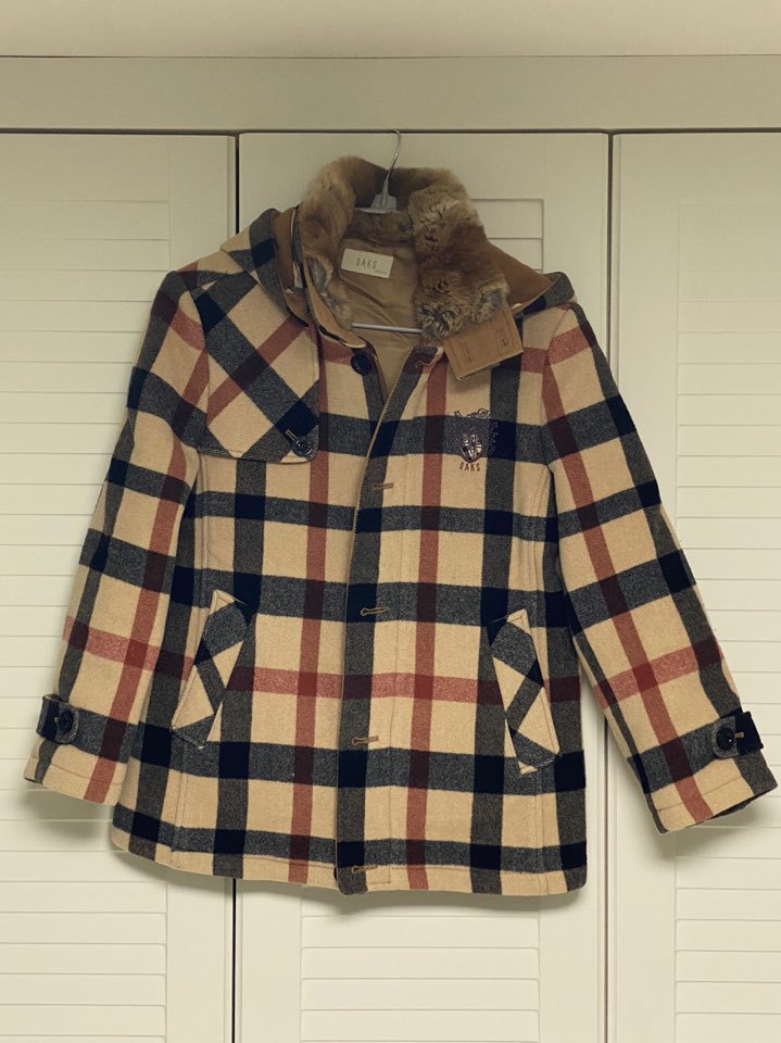 닥스키즈  체크 모직코트 150