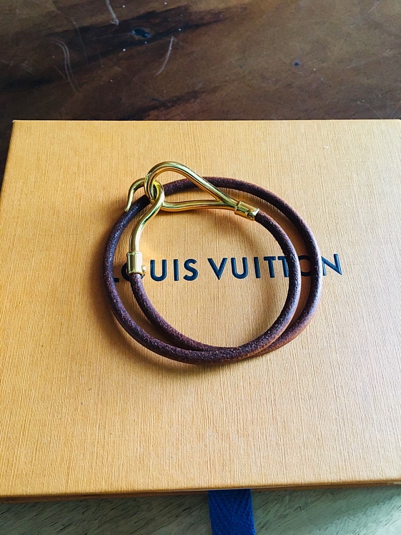 에르메스 정품 금장 가죽팔찌