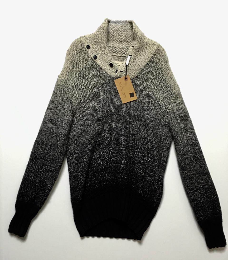 90S사이즈 정품 이갈아즈로엘 그라데이션 베이지블랙 하이넥브이넥 프리미엄 명품니트 울스웨터