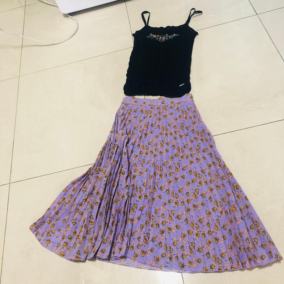 보라주름롱스커트