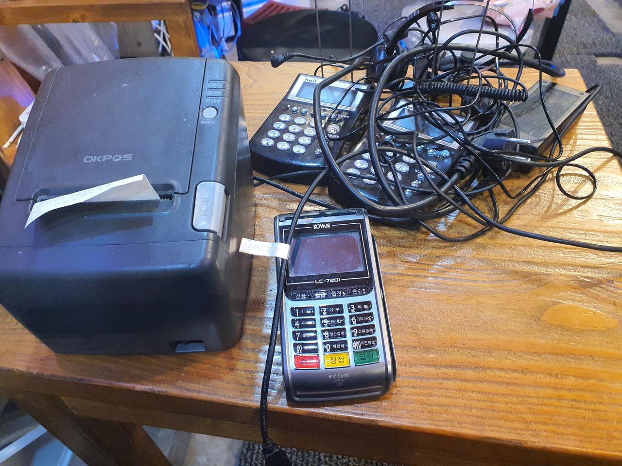 이동식 카드단말기 주문표출력기 헤드셋전화기