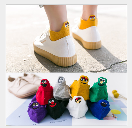 『여성 발목 양말 8종 세트』 캐릭터 학생 패션 무지 스니커즈 컬러