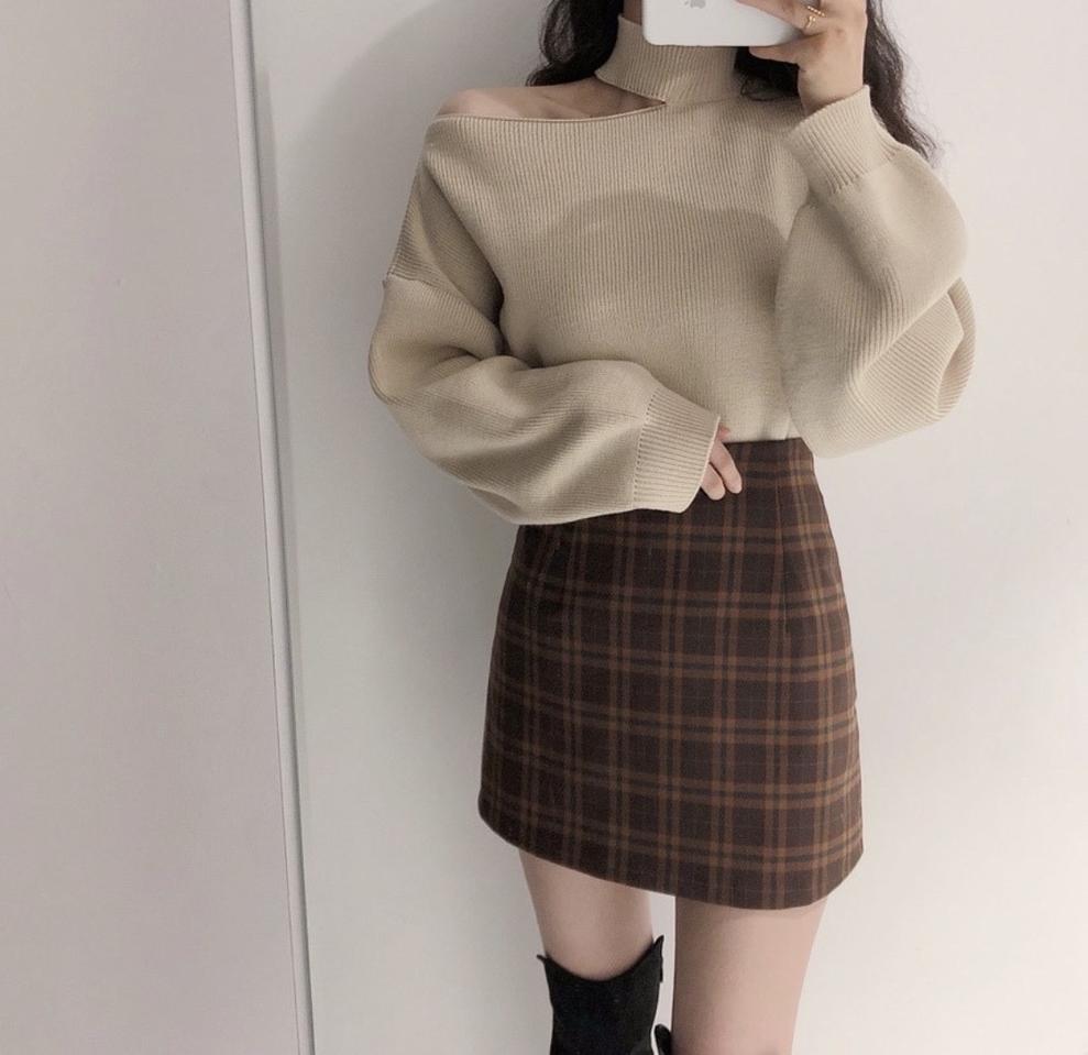 체크 미니 스커트