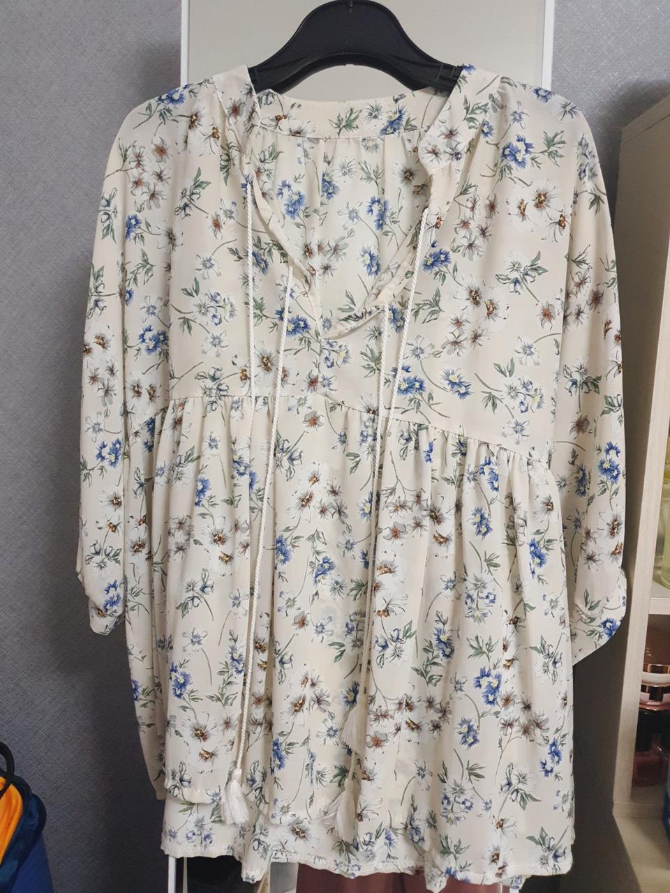 꽃무늬 7부 블라우스