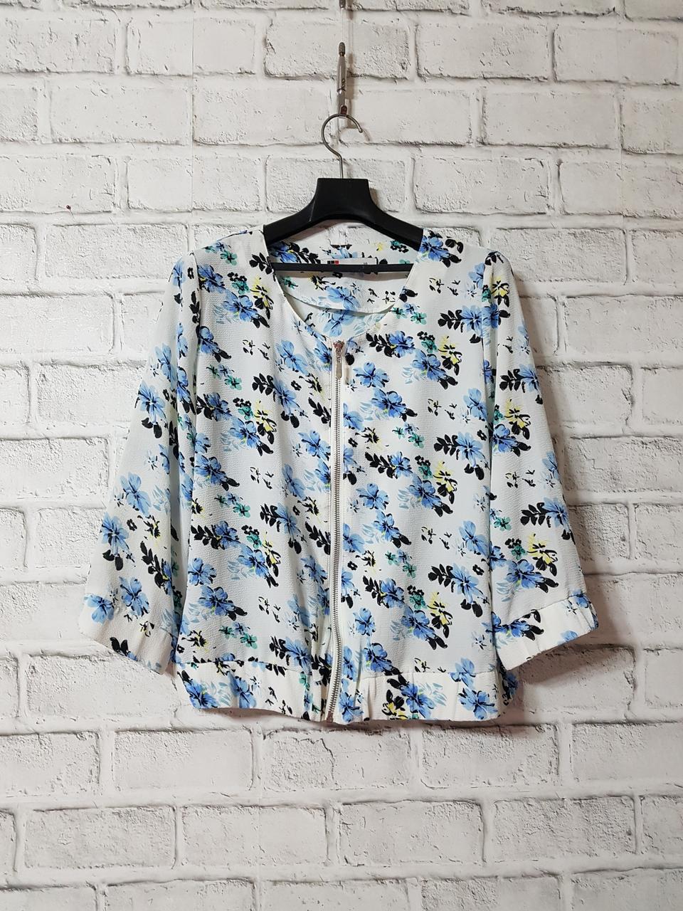 플라워패턴 8부소매 집업 블라우스66