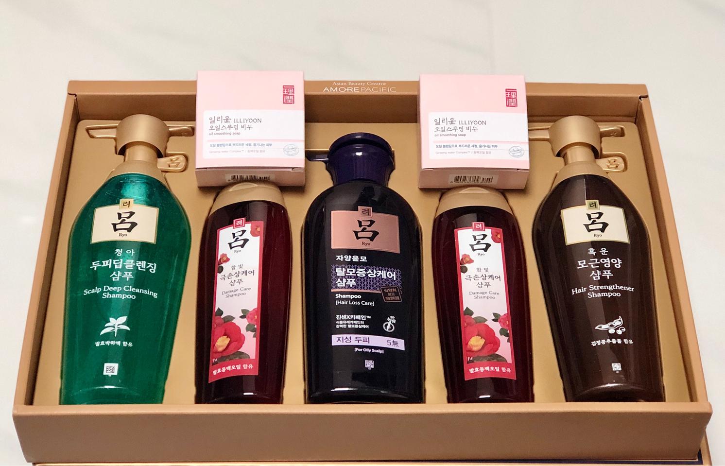 (겉상자는 없음) 려 삼푸 5개 + 일리윤 비누 2개