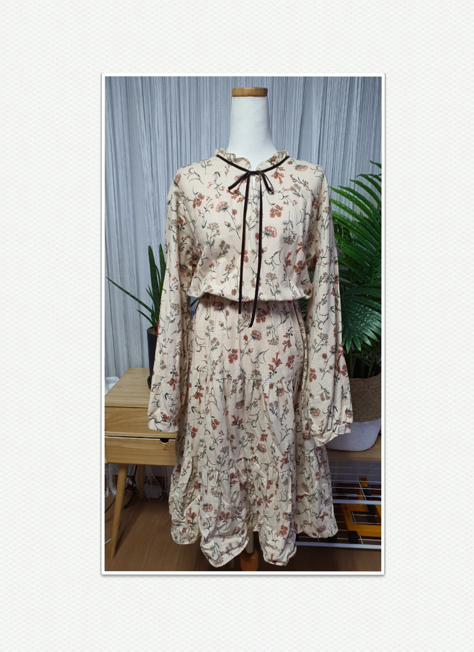 포근 플라워 리본 원피스