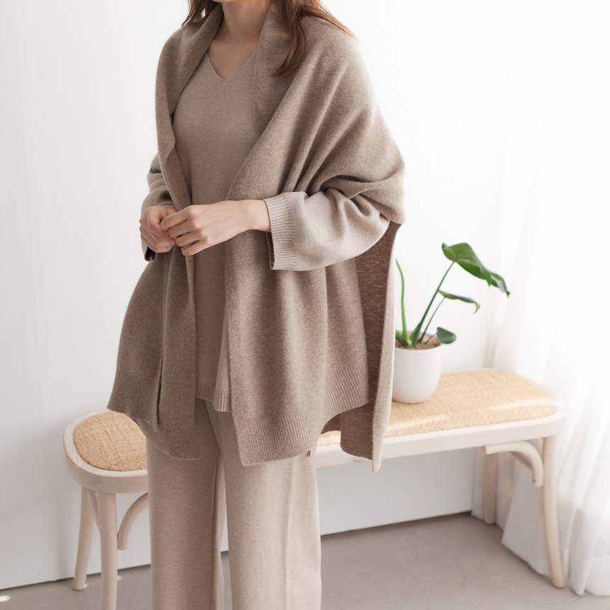 울니트 숄 가디건