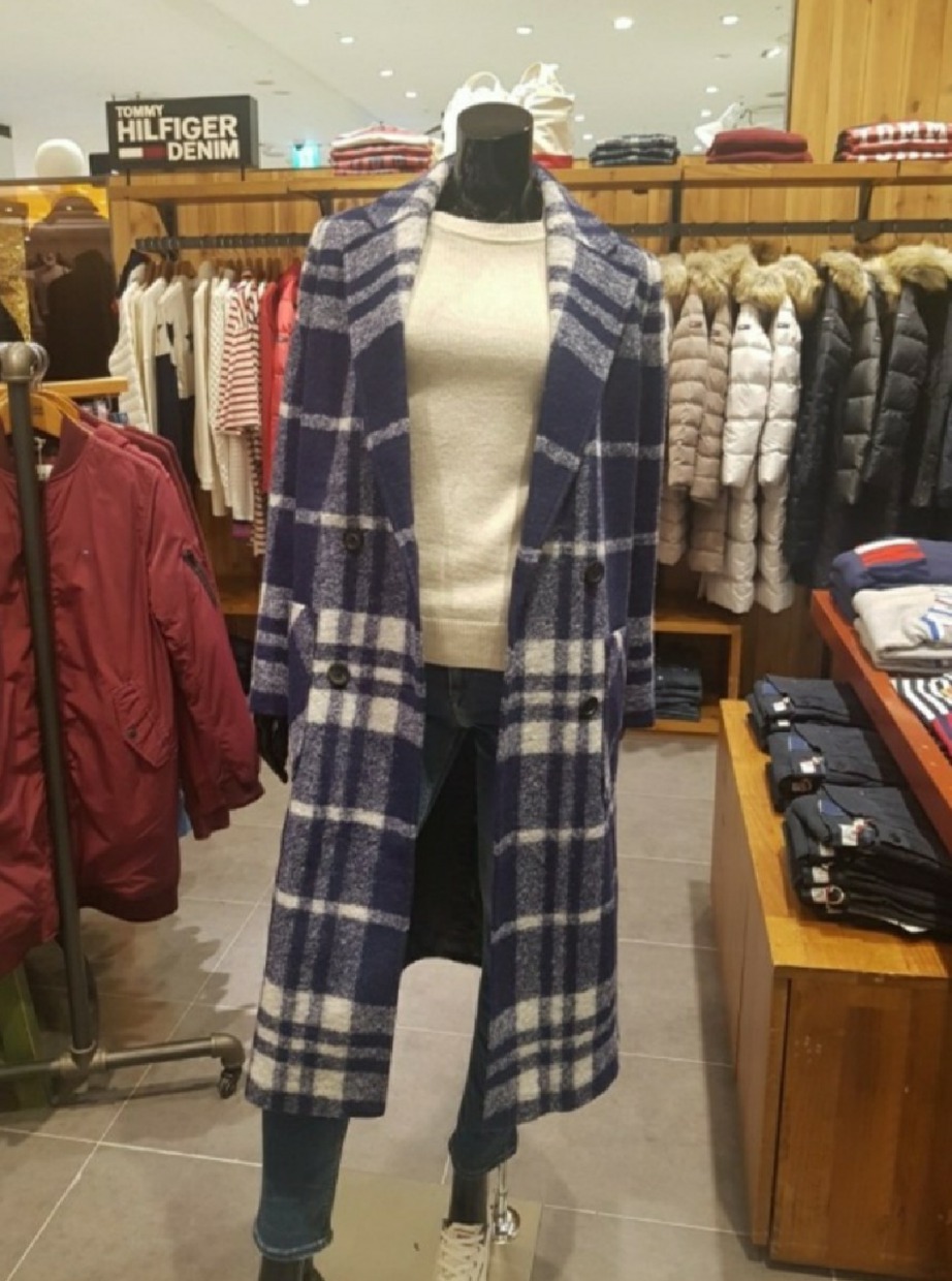 (새상품)타미힐피거 체크 울 코트