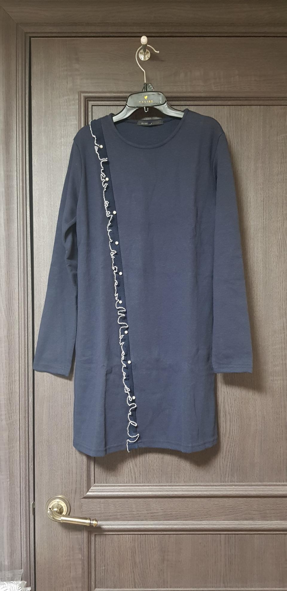 ■□■새상품■□■올리브데올리브 진주 프릴 롱티셔츠